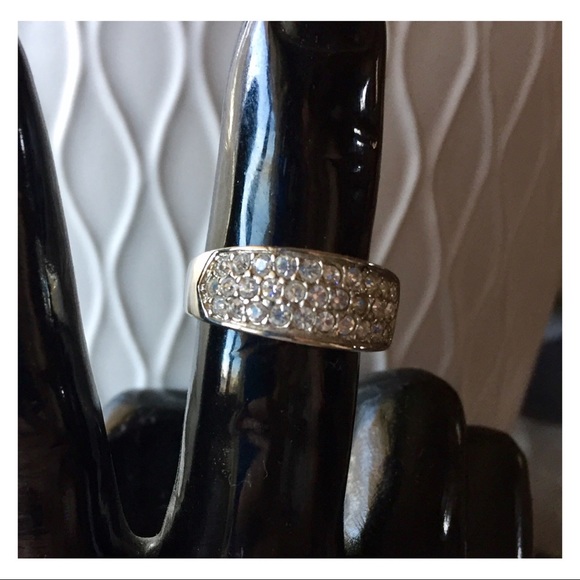 EXPRESS Inset Pavé Rhinestone Sterling Silver Ring - Picture 2 of 5